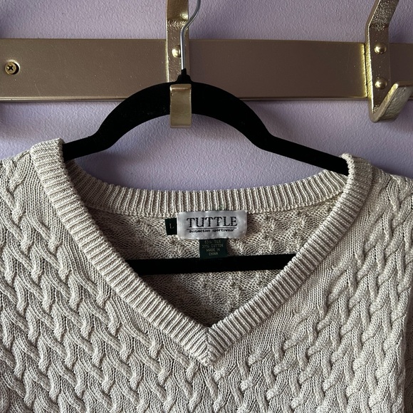 Tuttle Silk Blend Cable Knit V-Neck Sweater Size L - Picture 6 of 8